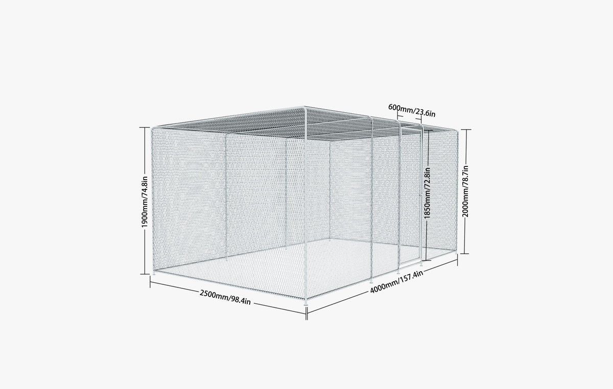 YOPTO Large Chicken Coop 13x8x6.5FT,Walk-in Duck Coop Run Pen with Roof Cover and Automatic Lock,Metal Pet House Cage for Outdoor,Yard,Silver