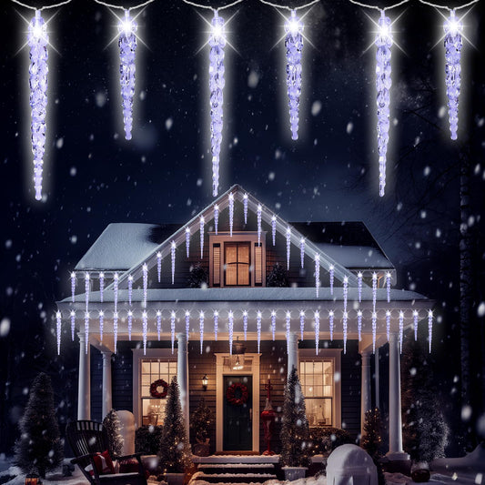 (New) Outdoor Icicle Lights, 16.2Ft 40 LED Twinkling Icicle String Lights, Connectable 40 Tubes Chrisitmas Lights, Waterproof Hanging Christmas Ornament Plug in for Wedding, New Year, Home Decor