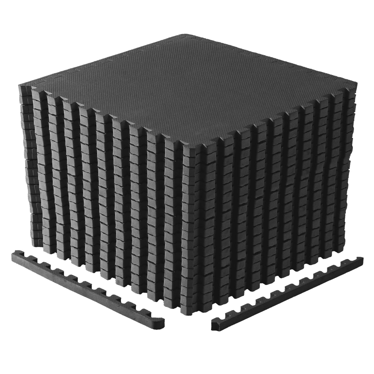 CAP Barbell 1-Inch Interlocking EVA Foam Exercise Puzzle Mat Home Gym Flooring - 3 Pack | 24" x 24" x 1" | T Pattern - Black