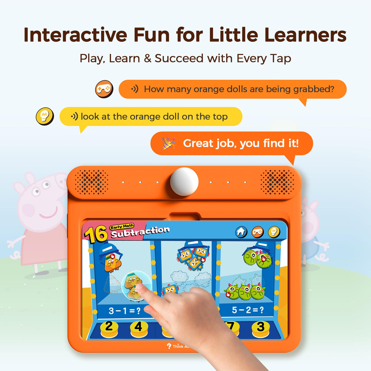 Think Academy Learning Pad for 4+, Age-Optimized Screen-Free Educational Learning Tablet, Learn to Read Phonics Flash Cards with Alphabet, Words, Numbers, Music, Preschool Learning Activities for Kids