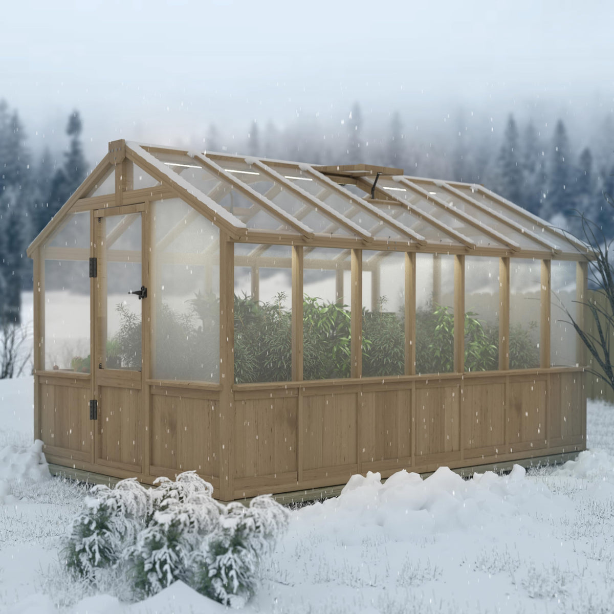 MUPATER 8 x 14FT Walk-in Wooden Greenhouse, Heavy Duty Green House Kit with Ventilated Window & Lockable Door, Greenhouse for Outside Garden, Backyard, Patio, Lawn