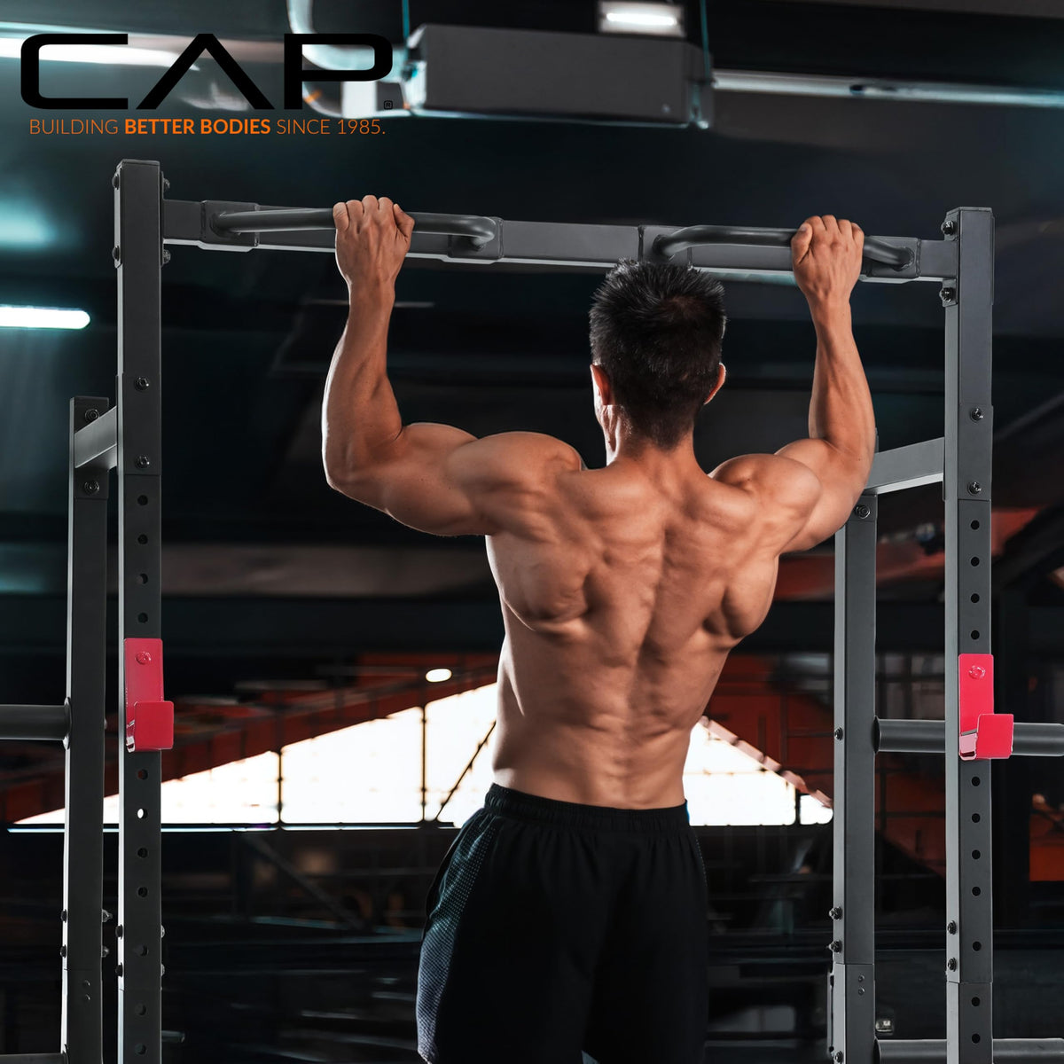 Cap Power Rack with Pull Up Bar & Attachments - Squat Rack & Strength Training Power Cage for Home Gym - Orange