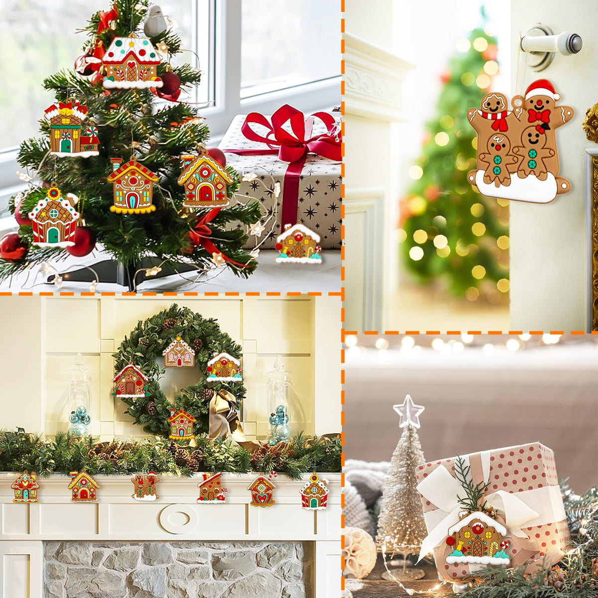 Gingerbread House Ornaments Christmas Tree Decoration - 36pcs Gingerbread House Christmas Decorations Hanging Ornaments for Holiday Xmas Tree Home Decor