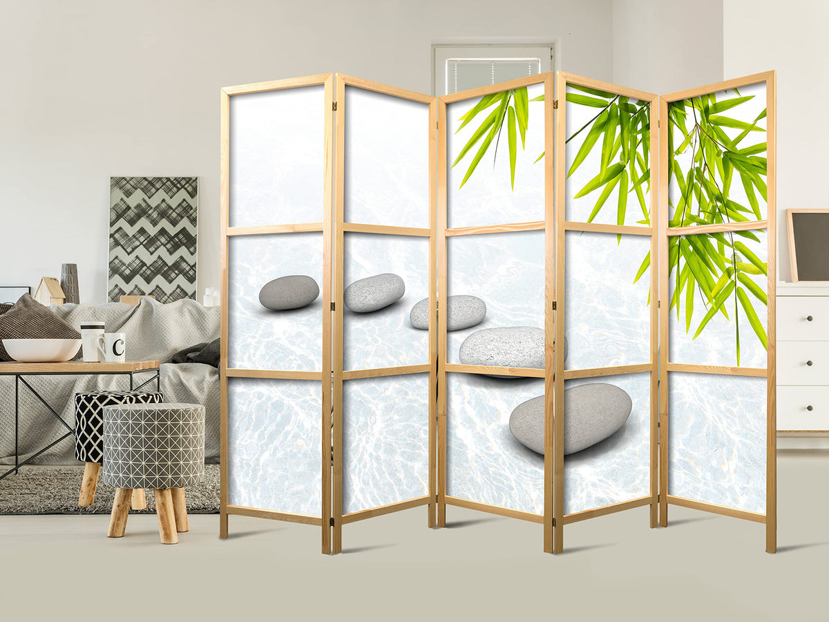 artgeist Japanese Room Divider XXL Spa Zen Oriental 90 x 67 in - 5 Panel Folding Screen Japan Design Home Decoration Art Deco p-C-0016-z-c