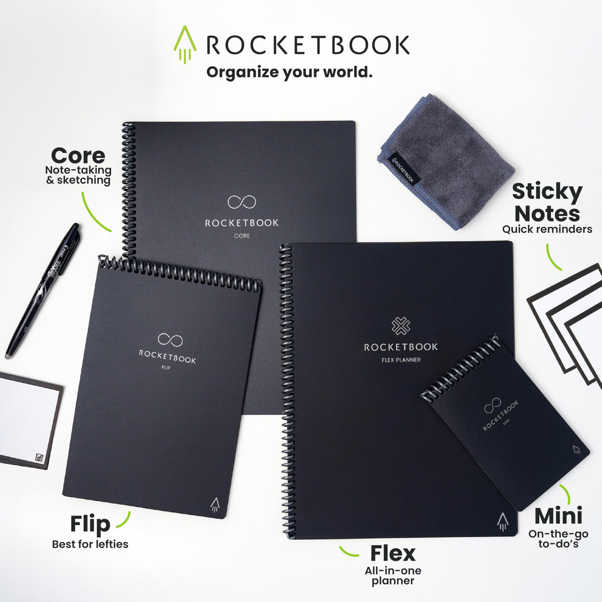 Rocketbook Core Reusable Smart Notebook, Lined Pages For School, Work and Creative Projects, Letter Size 8.5x11, Pink - Premium