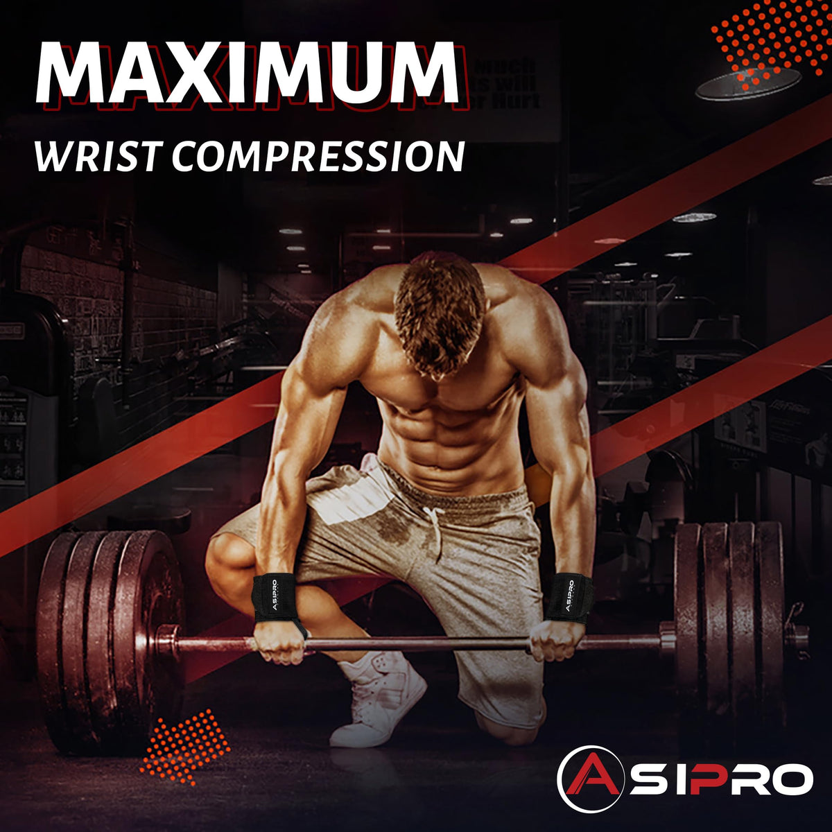 ASIPRO Wrist Straps for Weightlifting Men & Women Wrist Wraps for Weightlifting Muñequeras para Gym Weight Lifting Wrist Wraps for Bench Press Gym Wrist Straps Gym Wrist Support for Working Out