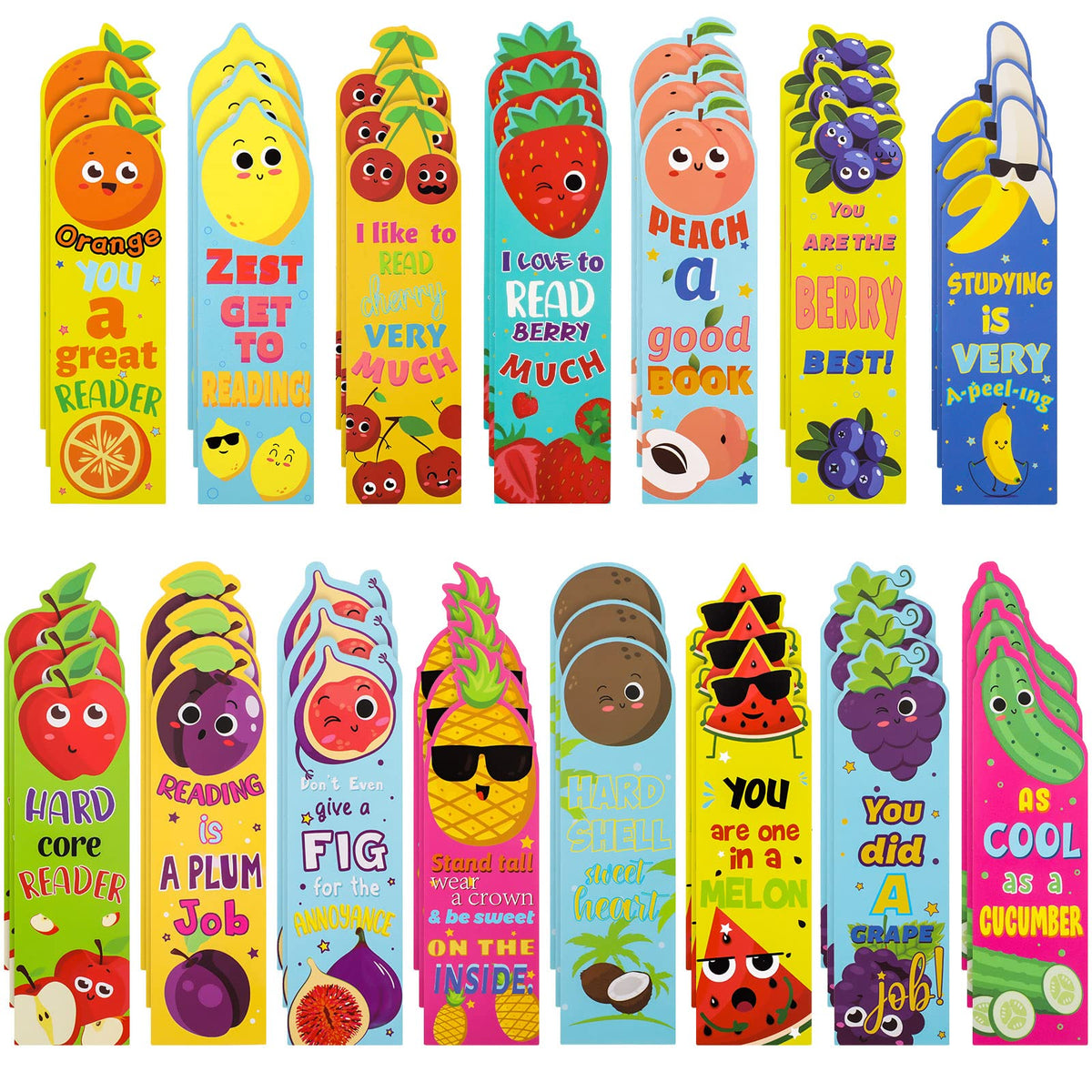 Fainne 120 Pieces Scented Bookmarks Cute Fruit and Sniff Bookmarks for Kids for Educational Office School Students Reader Supplies, 15 Scents