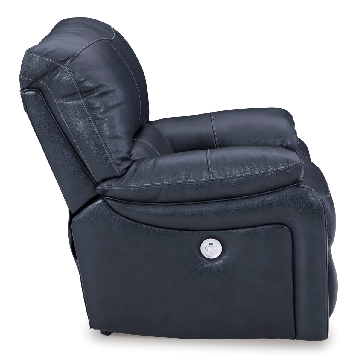 Signature Design By Ashley Leesworth Modern Power Rocker Recliner, USB Port, Gentle Rocking, Top Grain Leather and Matched Leather, 41" W x 41" D x 41" H, Blue