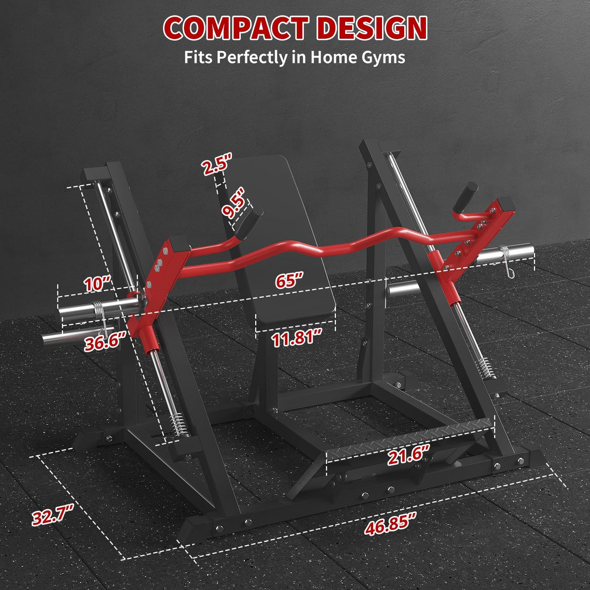 Home Gym Linear Row Machine, Plate-Loaded Smith-Style Back Trainer with Linear Bearings, Compact Multi-Grip Equipment for Small Spaces (Suitable for Beginners & Advanced Lifters)