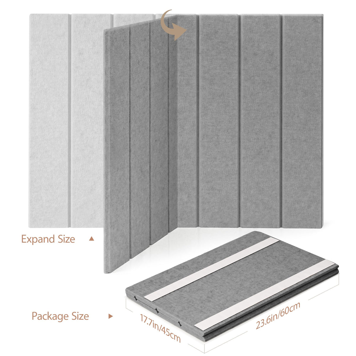 Lightomorrow Bulletin Board, 24 x 18 inches Felt Board Decorative Pin Board, 4' x 3' Cork Board Alternative for Wall, Foldable Photo Board with 20 Pushpins - Gray Stripes