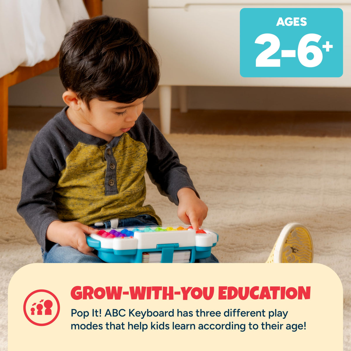 Chuckle & Roar Pop It! ABC & Spelling Keyboard - Multicolor - Smart Letter Guidance with Alphabet Learning Toys - Soft Silicone Keys for Toddler Sensory Toys - Compact Travel Play Kit for Toddlers 1-3