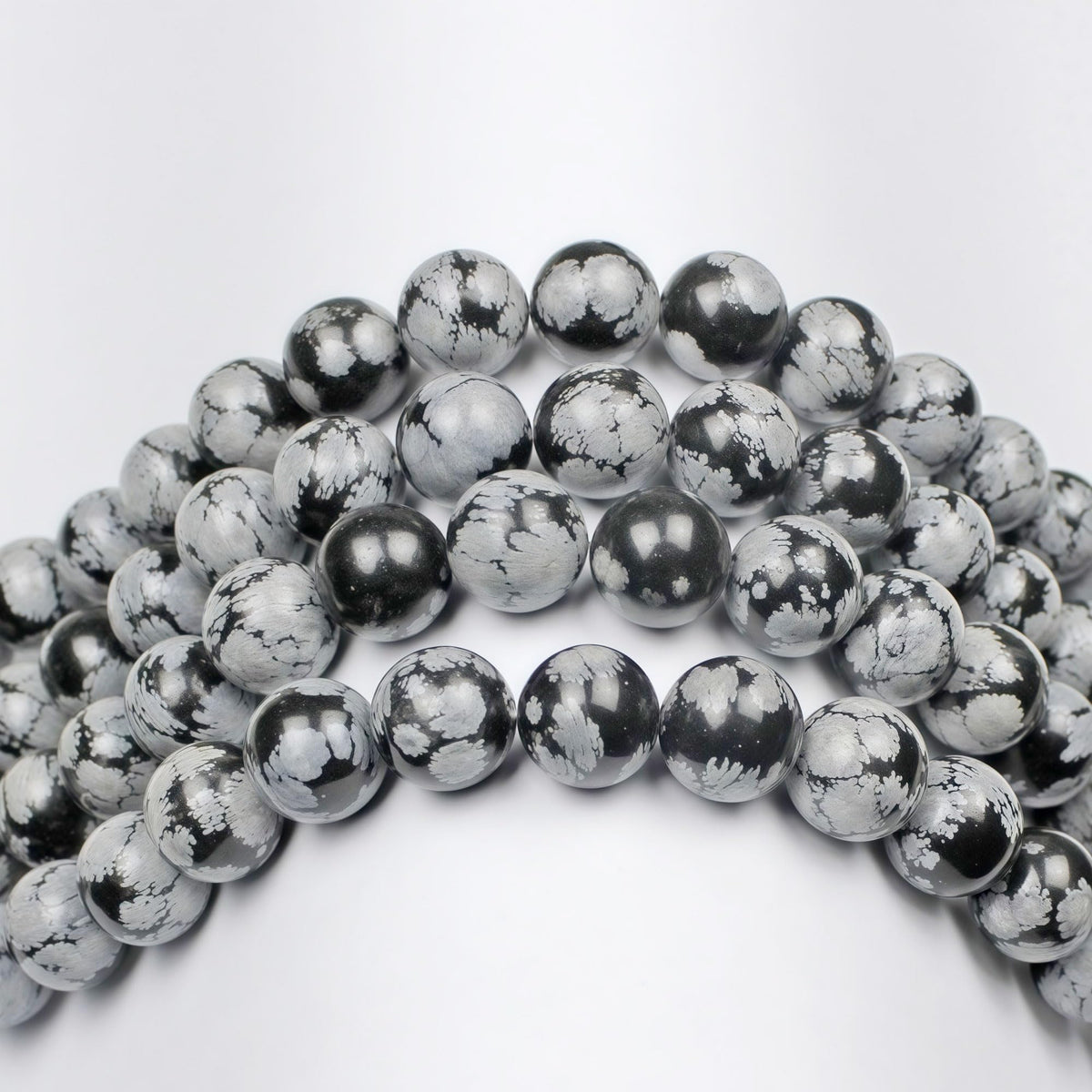 MJDCB Snowflake Obsidian Beads Round Natural Stone Beads for Jewelry Making DIY Bracelet (8mm)