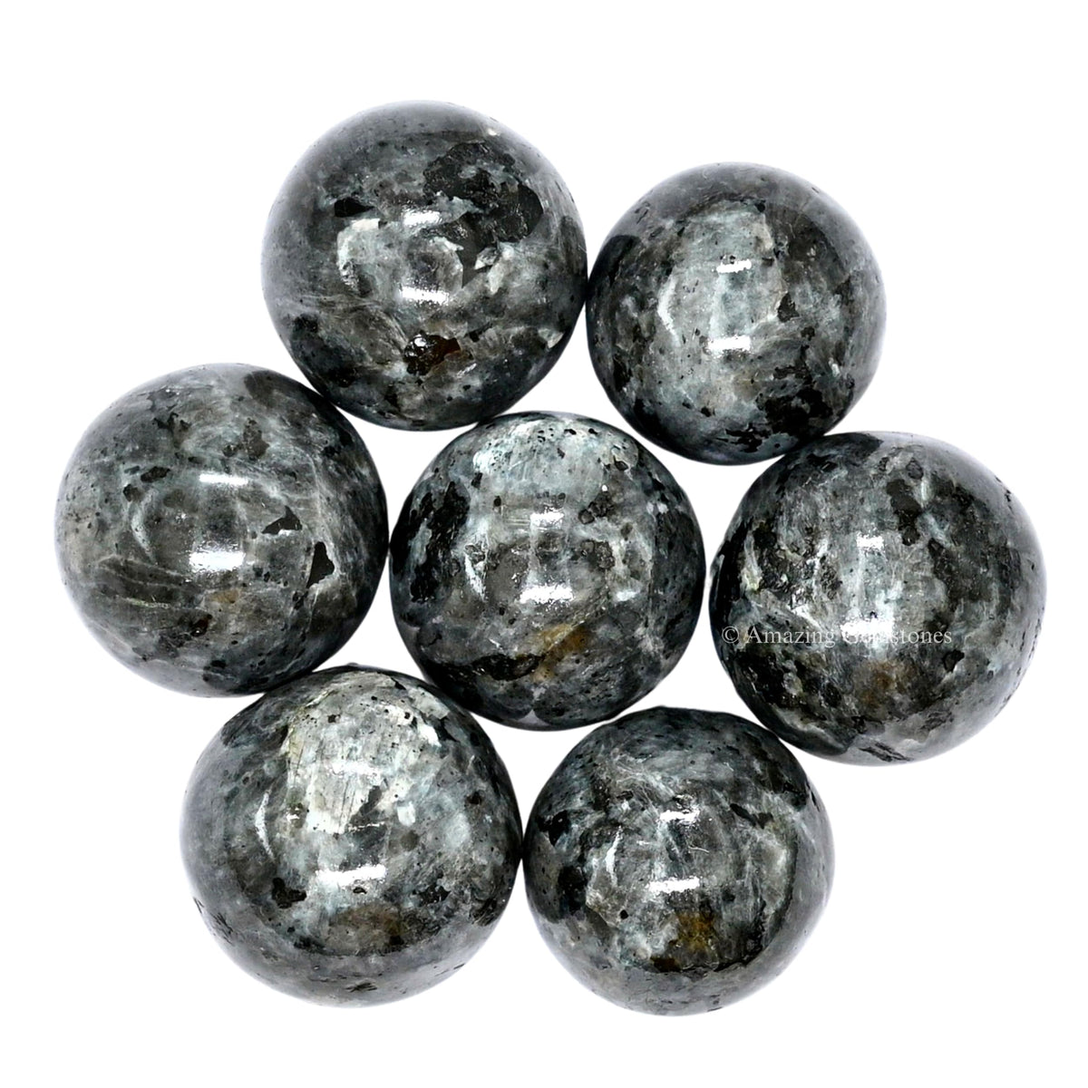 Amazing Gemstone Larvikite Crystal Ball - 1" Inches Crystal Sphere Meditation Balls for Witchcraft and Decorative Balls - Crystals and Healing Stones Beginners Gift (Pack of 1)