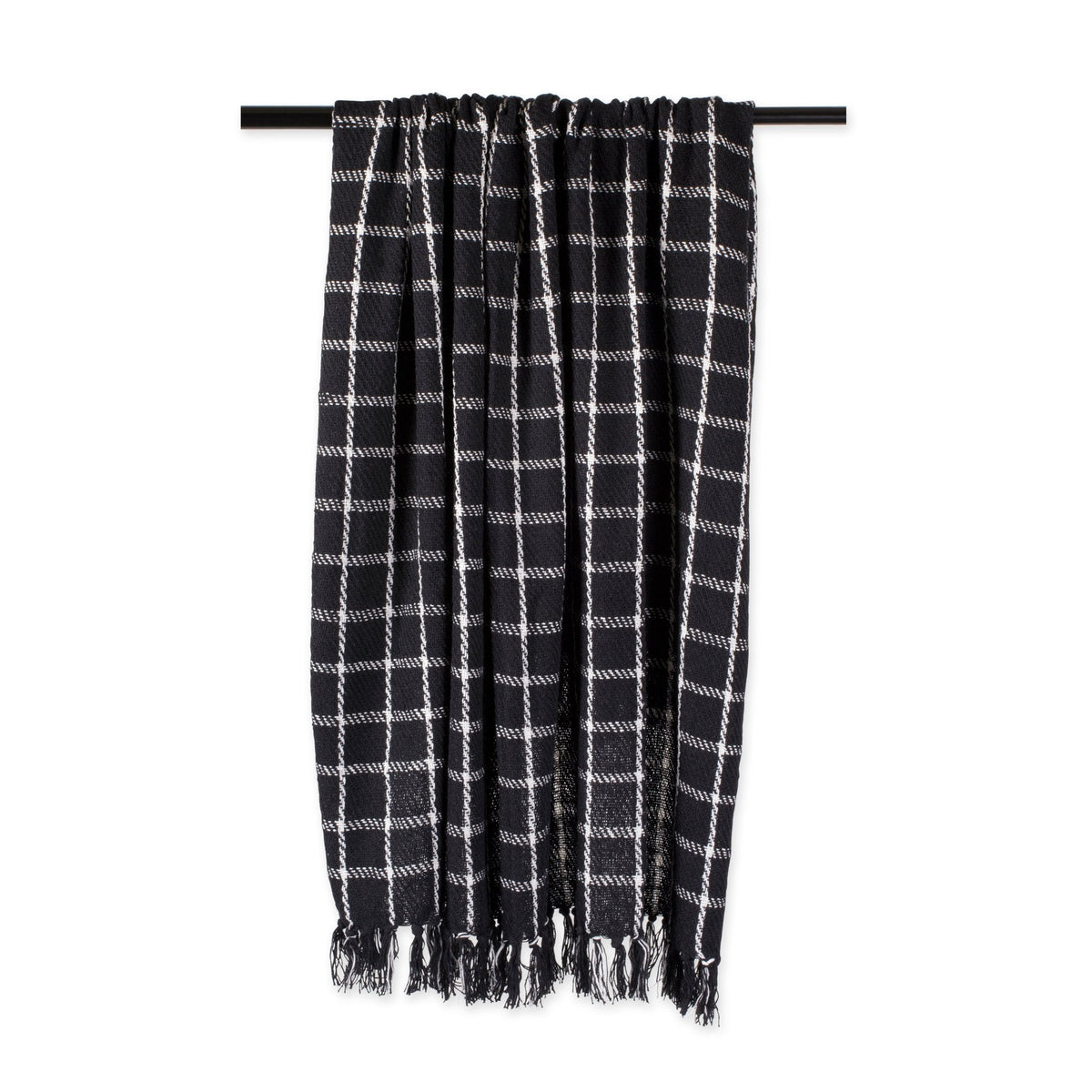 DII Transitional Checked Plaid Woven Throw, 50x60, Black