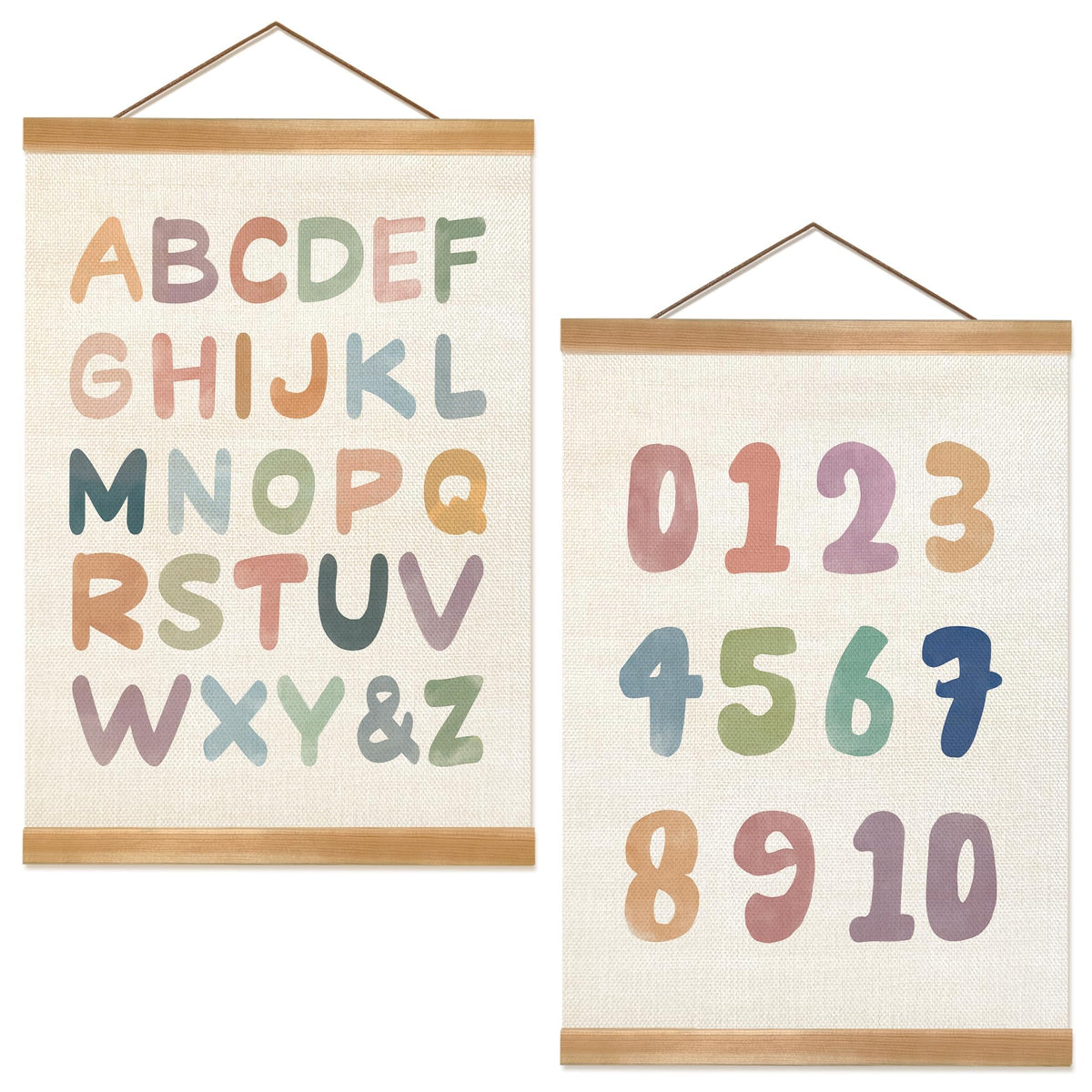 ZTGDA Alphabet Numbers Posters Set of 2, Alphabet Numbers Wall Art Poster, ABC Banner Poster, Number Banner Wall Hanging Decor for Toddler Room Playroom Nursery Wall Classroom Decor (12x16inch 123)