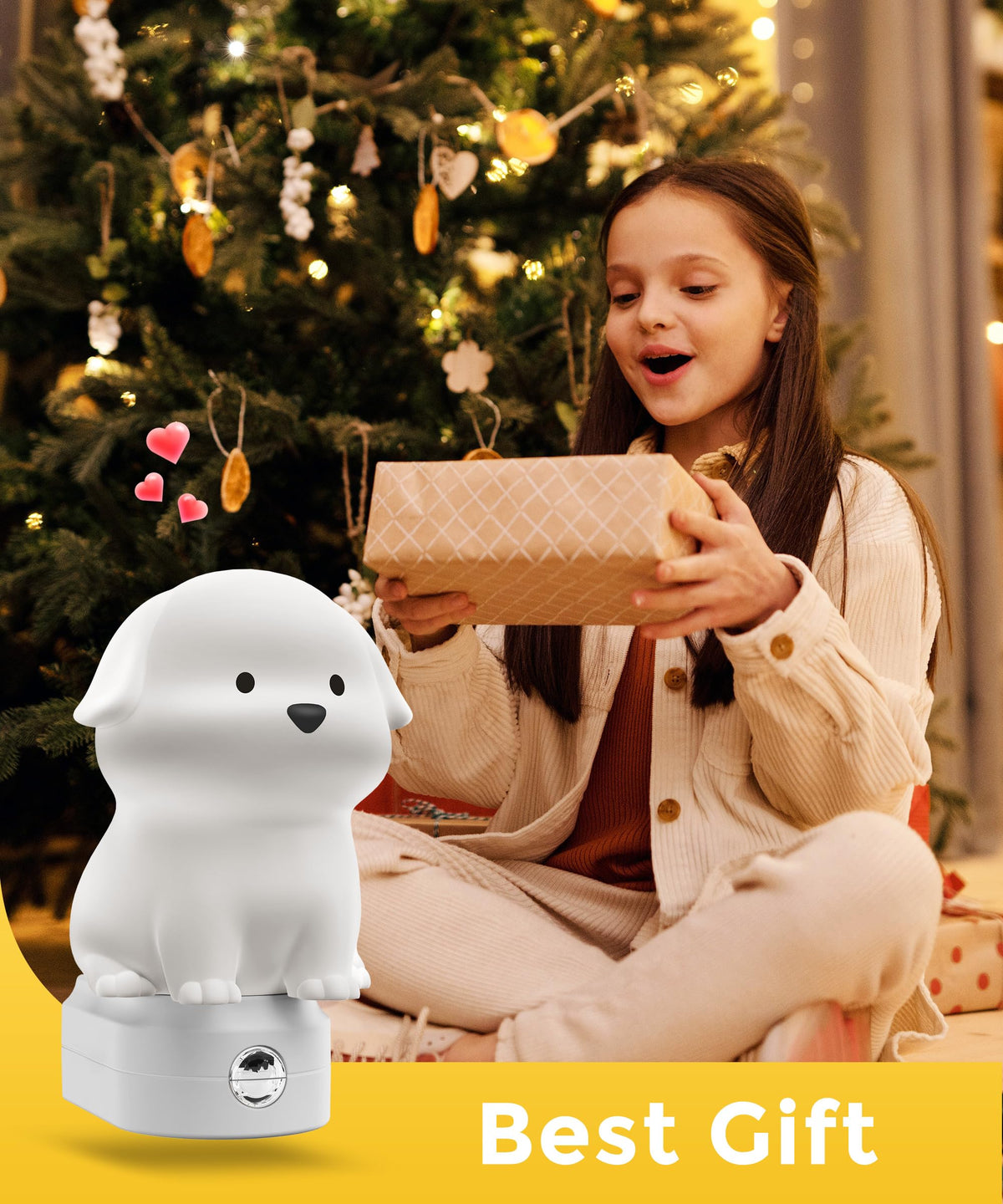 L LOHAS LED Plug in Night Light for Kids 2 Pack, 3D Cute Puppy Night Lights with Dusk to Dawn Sensor, RGB+Soft White 3000K Dog Night Light, Christmas Birthday Gift Nightlight for Kids, Room Decor