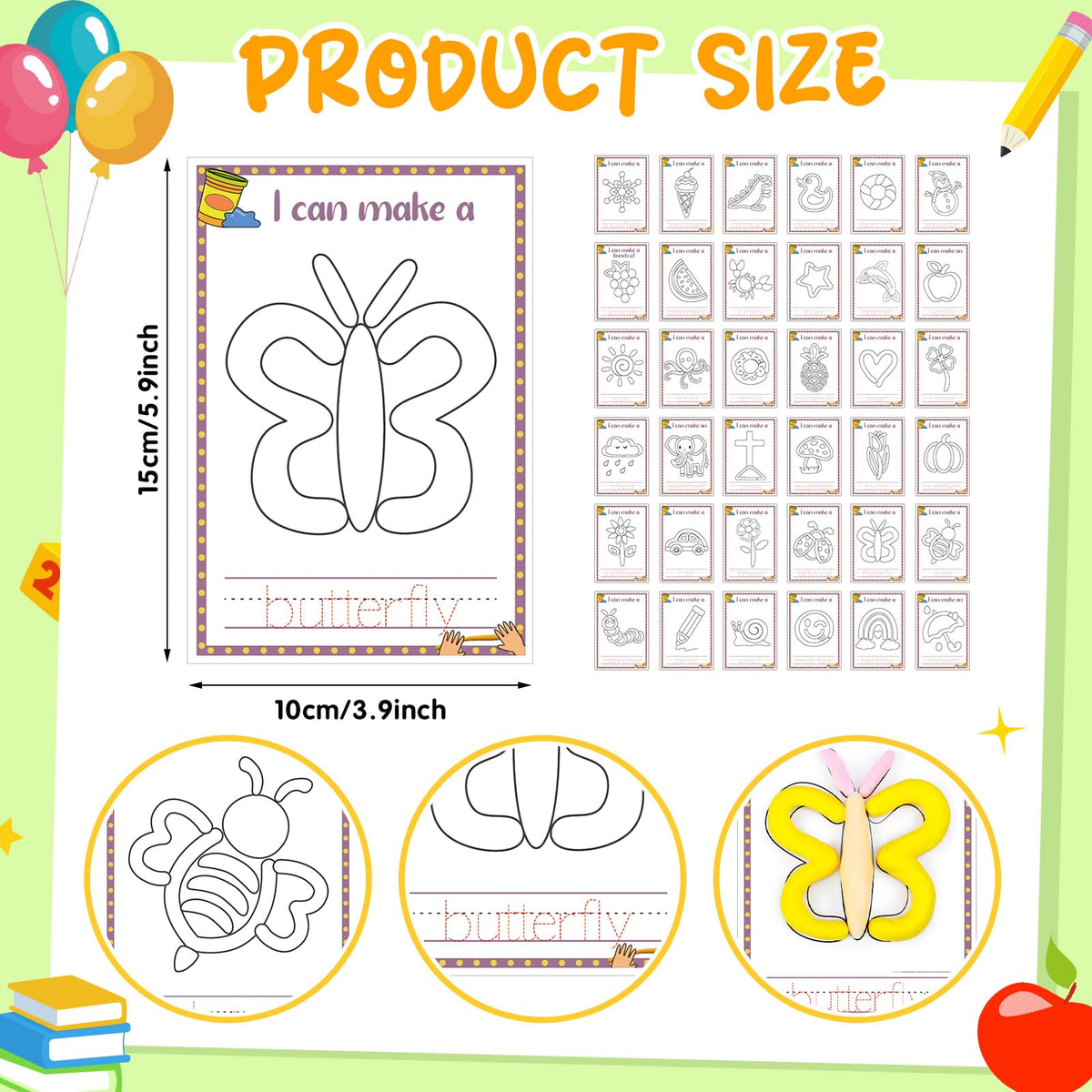 Geyoga 72 Pcs Playclay Dough Mats for Kids Rainbow Star Flower Play Mats Card for Clay or Dough Back to School Preschool Craft Suppliesfor Toddler Kid 2-6 Years Back to School Classroom Educational