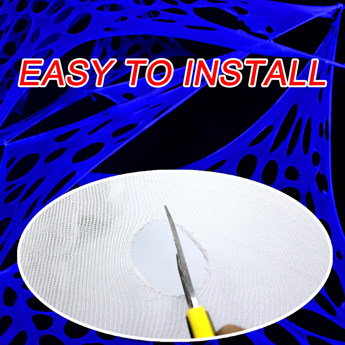 700 Sqft Glow-in-The-Dark Giant Spider Web Halloween Outdoor Decoration, Giant Outdoor Spider Decorations Set, with 3 Blacklight (24FT x 4FT)(White)
