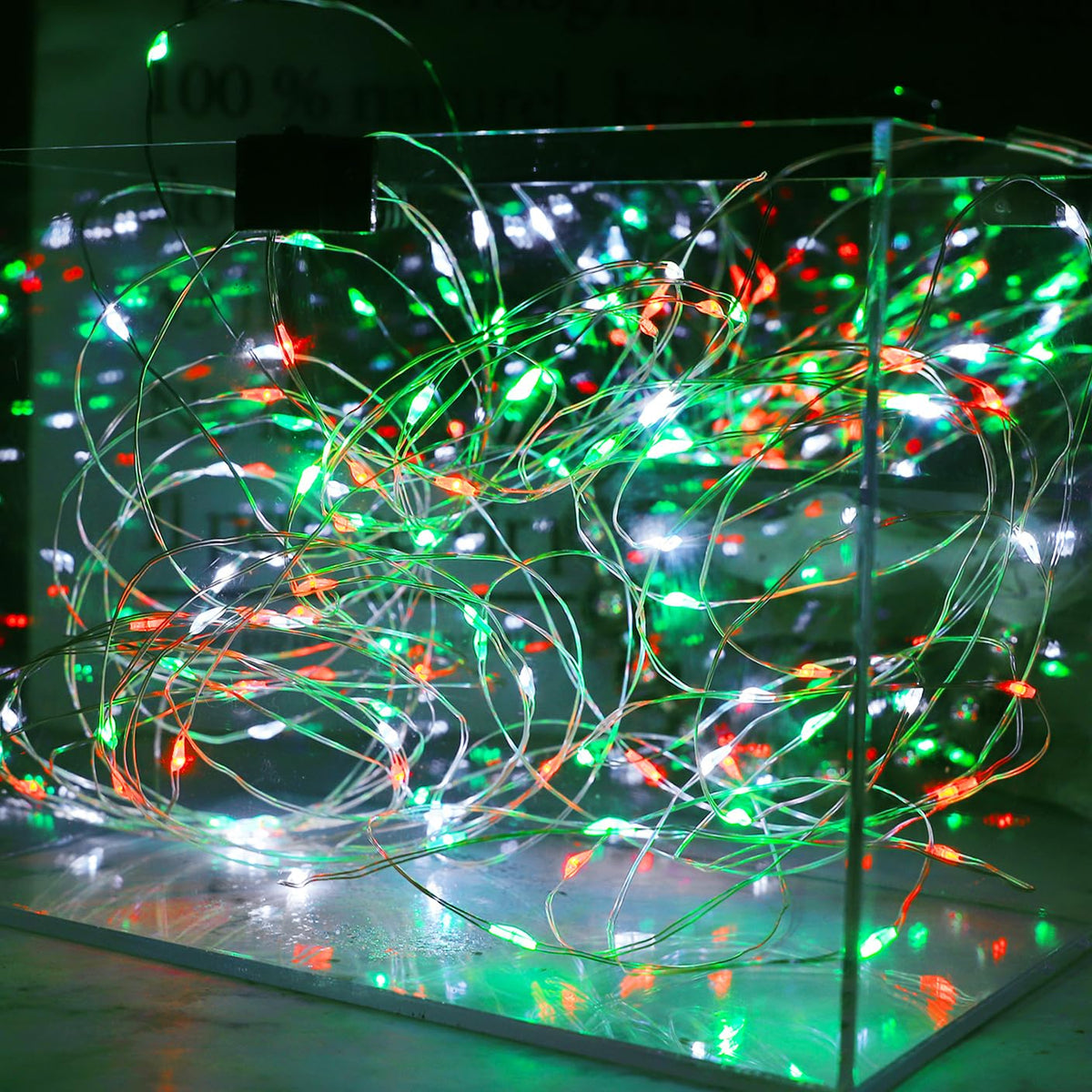 Christmas String Lights Red Green White Copper Wire, 4 Pack 400LED Fairy Lights Waterproof Twinkle Lights for Xmas, Bedroom, Garden, Patio, Outdoor Decor- Red White Green