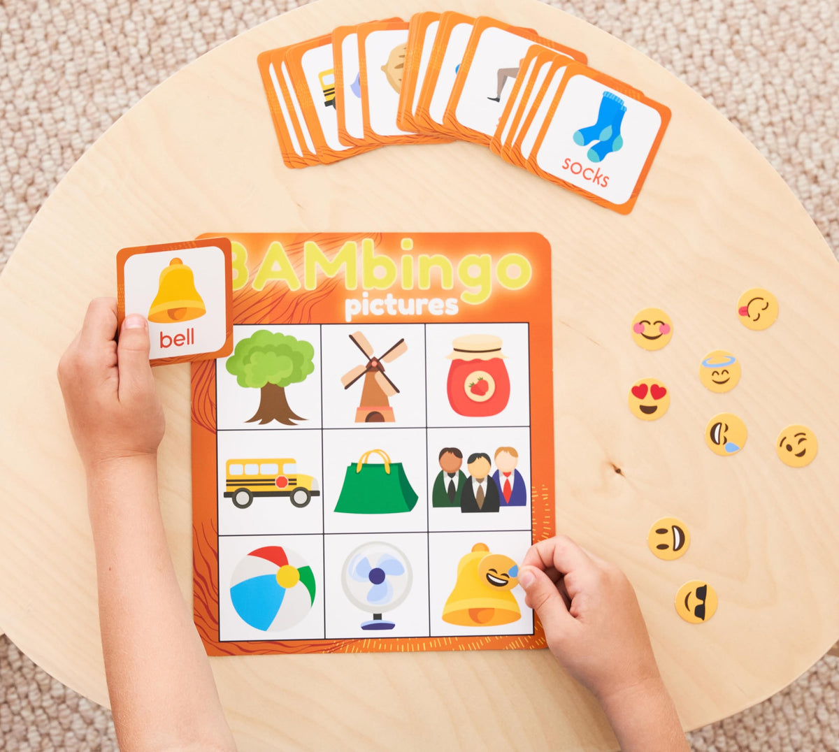 THE BAMBINO TREE Animal and Picture Bingo Game for Kids - Flash Cards Matching Learning Board Game for Ages 3-6 Preschool, Kindergarten & Family Fun