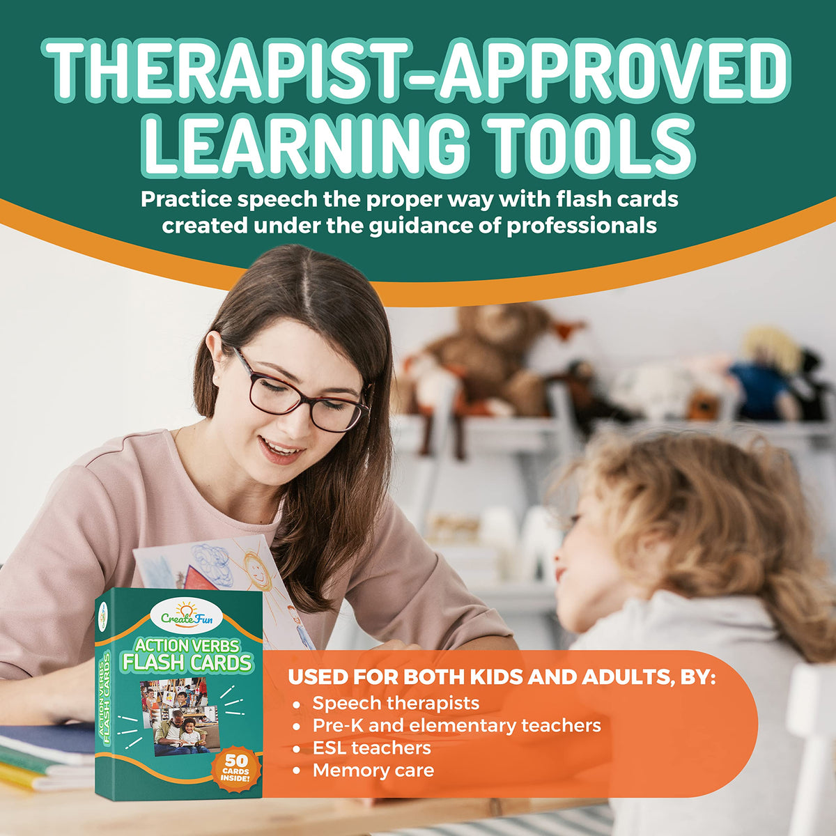 50 Action Verbs Flash Cards - Vocabulary Builder for Speech Therapy, ESL & Homeschooling | Realistic Diverse Pictures for Kids & Adults with Autism, Dementia, Aphasia, SLP | Educational Learning Cards