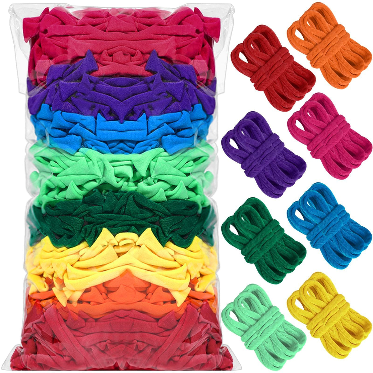 ZOIIWA Refill Loops for 7 Inch Weaving Loom, 8 Colors Potholder Loom Potholder Making, Elastic Weaving Loop Craft Flexible DIY Kit Craft Bands for Adults DIY Rainbow Color Projects Gifts