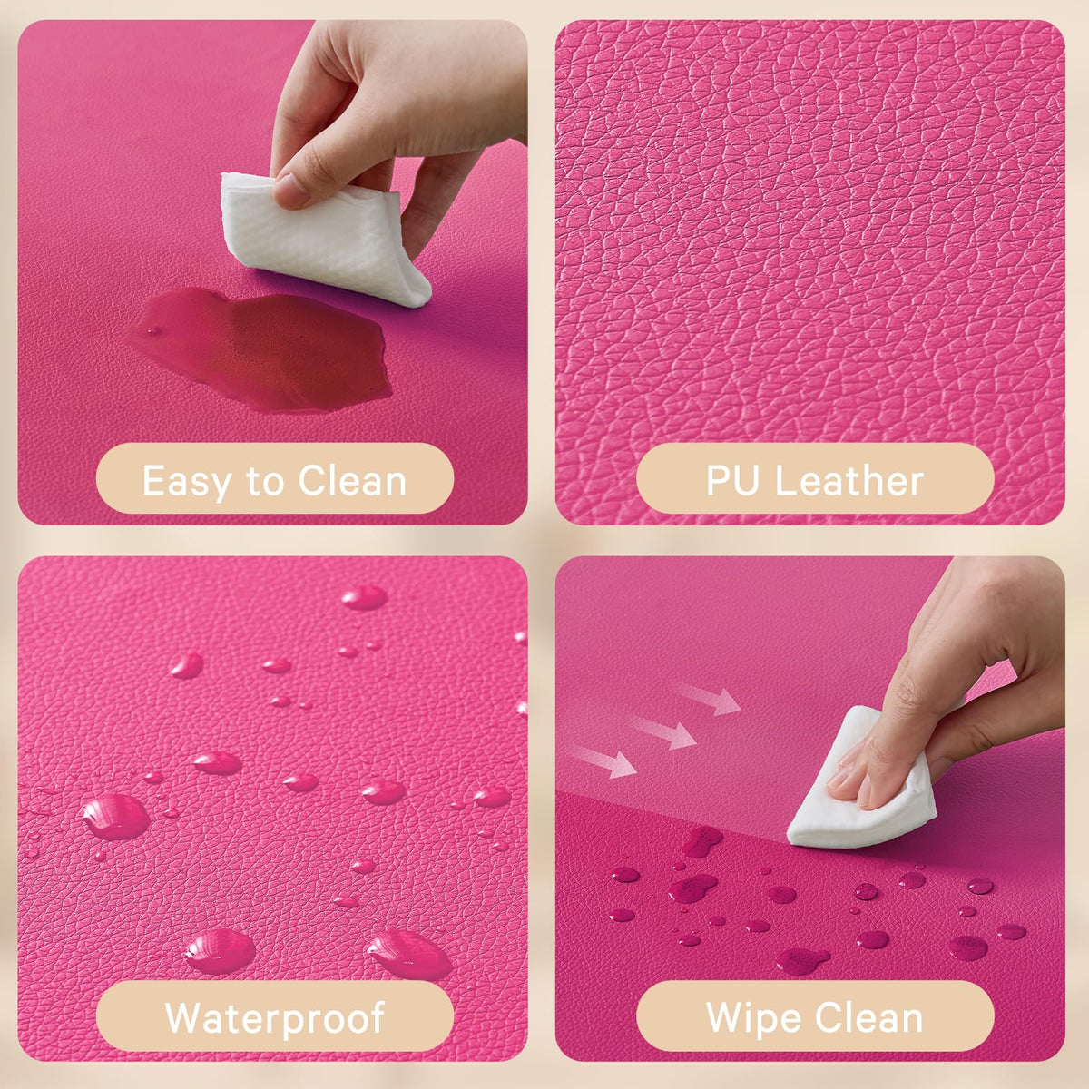 ILPEOD Waterproof Baby Play Mat for Floor Memory Foam 50 * 50 Cushion Playpen Playmat Tummy Time Crawling Mat Nursery Rug Thick Pad Create Soft & Safe Area for Infants,Toddler,Kids,Hot Pink