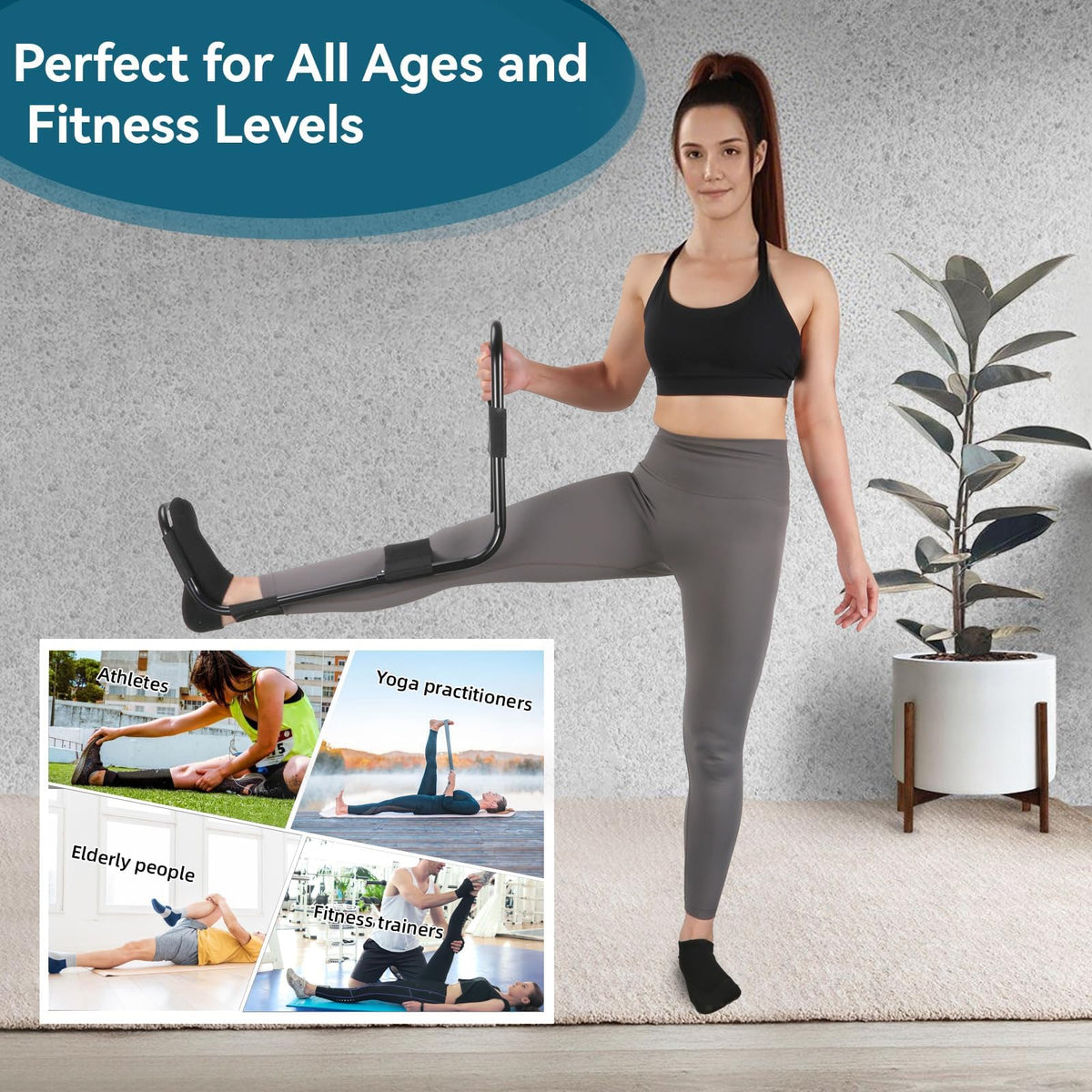 Hamstring Stretcher, Knee Extension Device, Lower Back, Hip & Calf Stretching