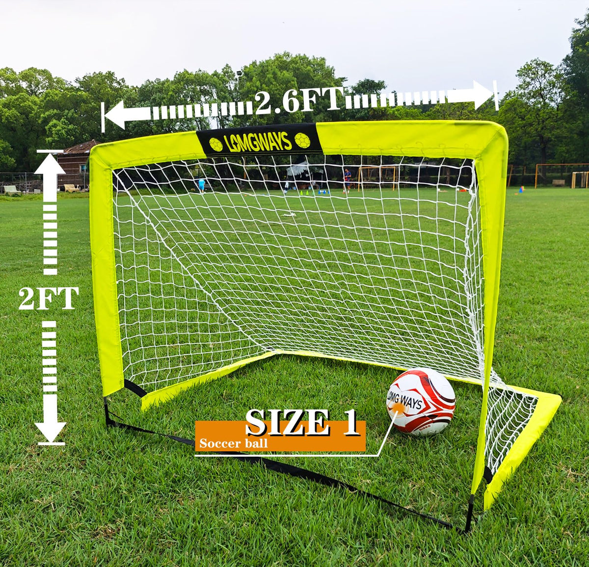 Soccer Goal for Backyard,Mini Soccer Goal with Size 1 Soccer Ball,Pump,Ground Stakes,Carry Bag, Perfect for Backyard,Court,Field,Easy Set up,Great for All Levels