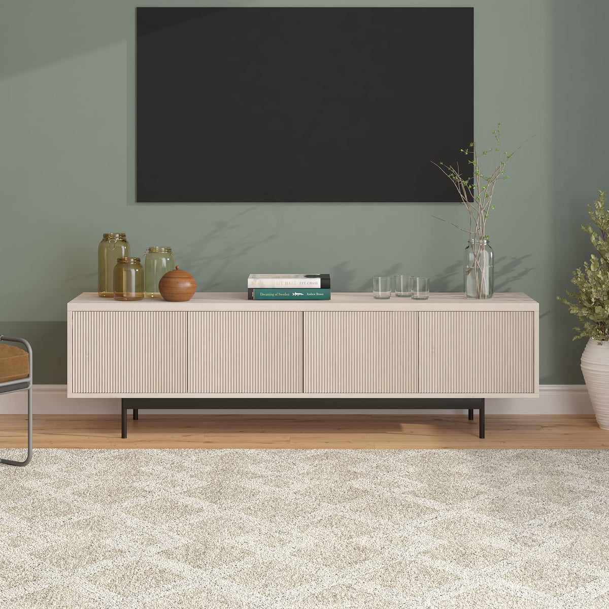 Henn&Hart Whitman, 70'' Rectangular TV Stand, Alder White