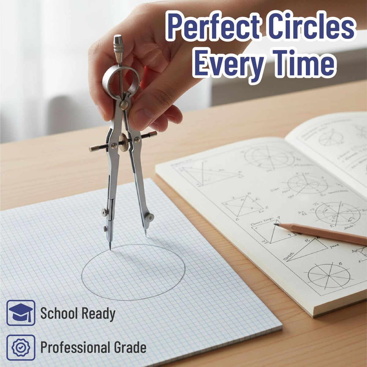 Mr. Pen- Geometry Set, 15 pcs, Light Blue, 6 Inch Swing Arm Protractor, Divider, Set Squares, Ruler, Compasses and Protractor