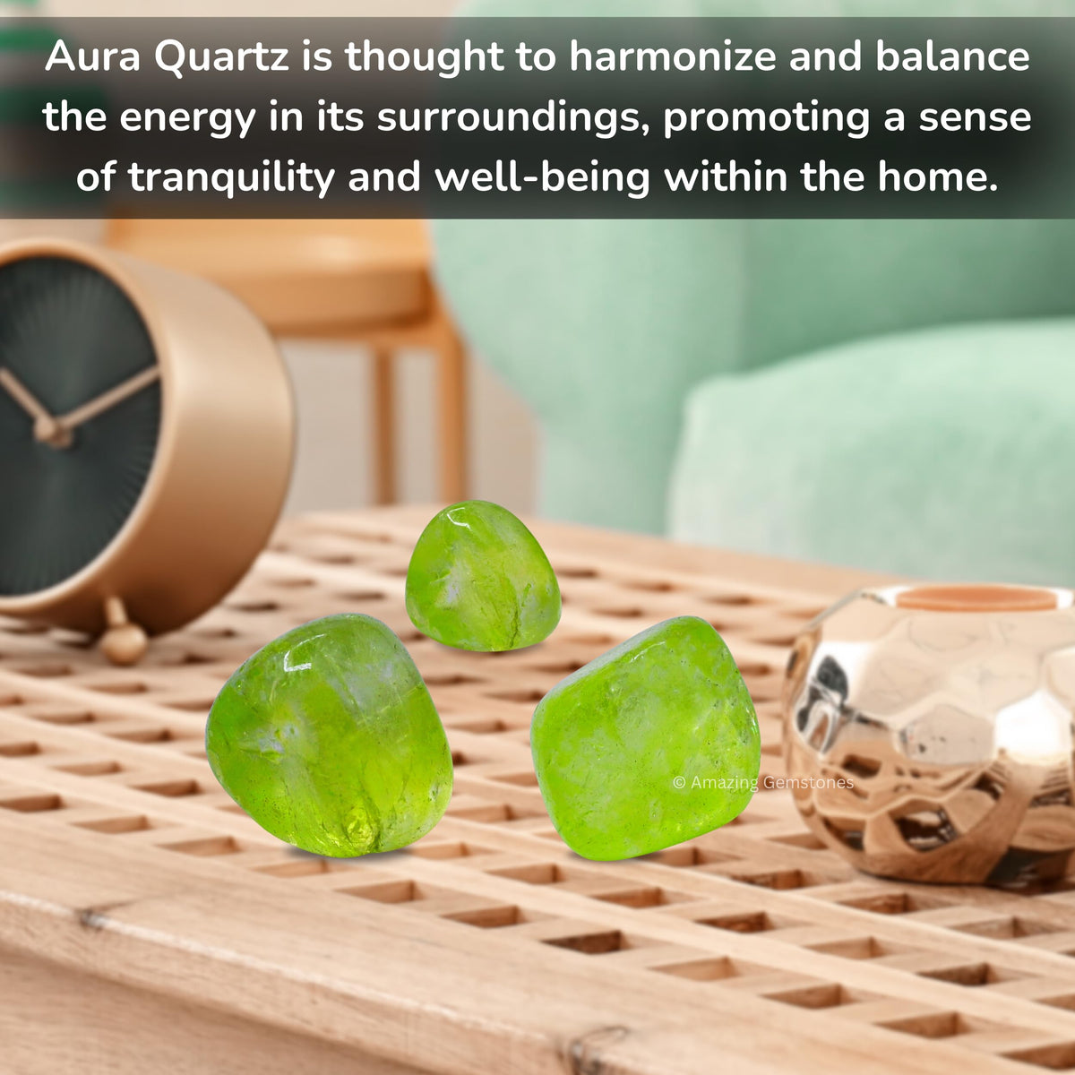 Amazing Gemstone Apple Aura Quartz Crystals and Healing Stones Tumbled - 1 oz, Healing Stones for Energy Balance, Stress Relief - Premium Polished Gems Rocks for Meditation and Wellness