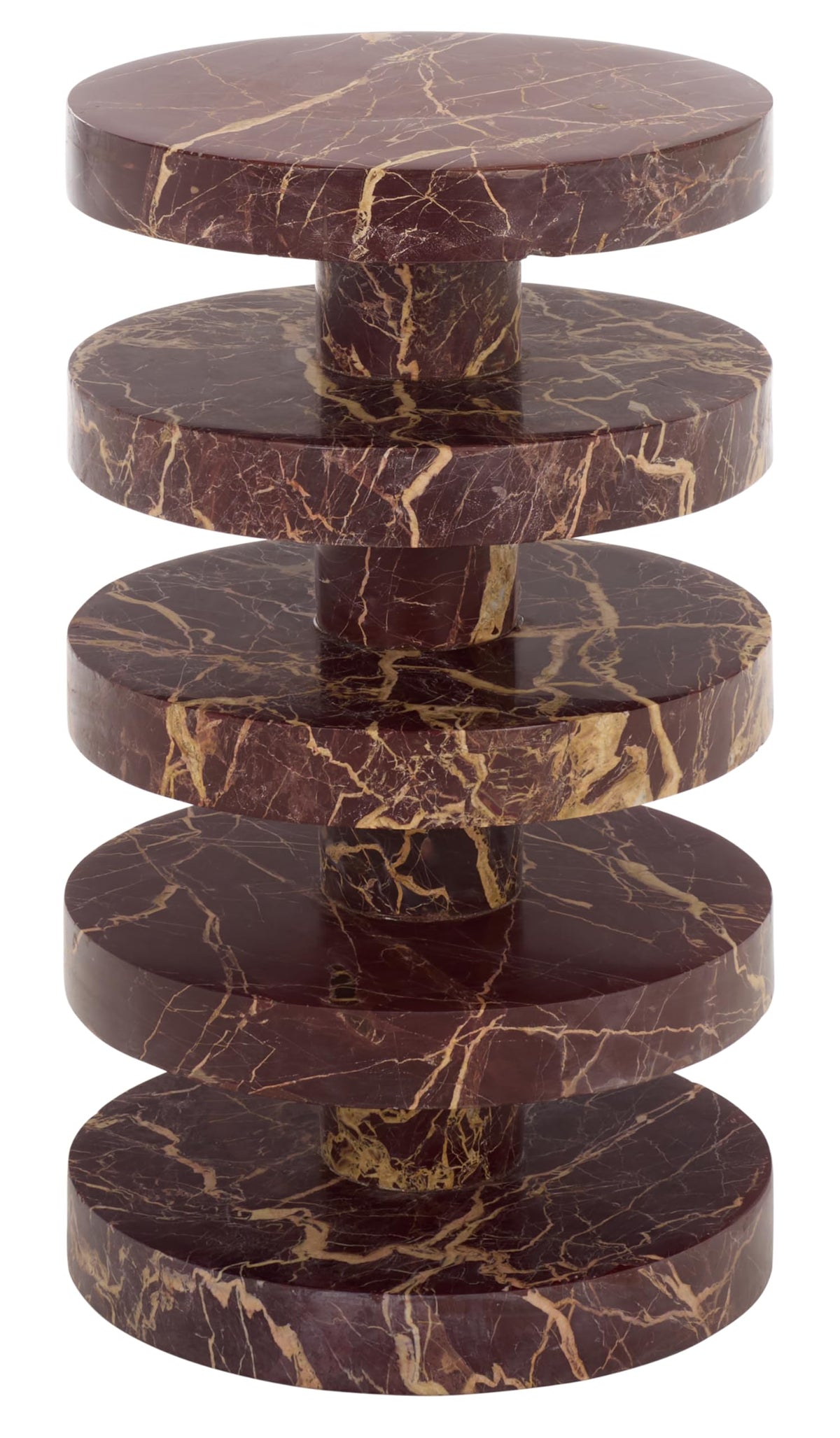 SAFAVIEH Couture Collection – Danny Red & White Stacked Round Marble Accent Table, Fully Assembled (SFV5766C)