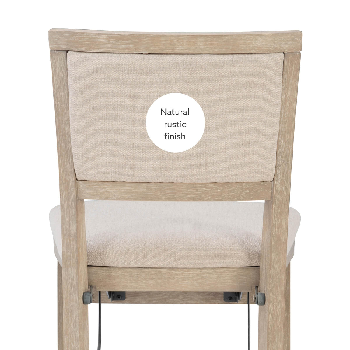 Linon Keira Natural Rustic Wooden Folding 25 Inch Seat Height Counter Stool with Beige Upholstered Seat and Back