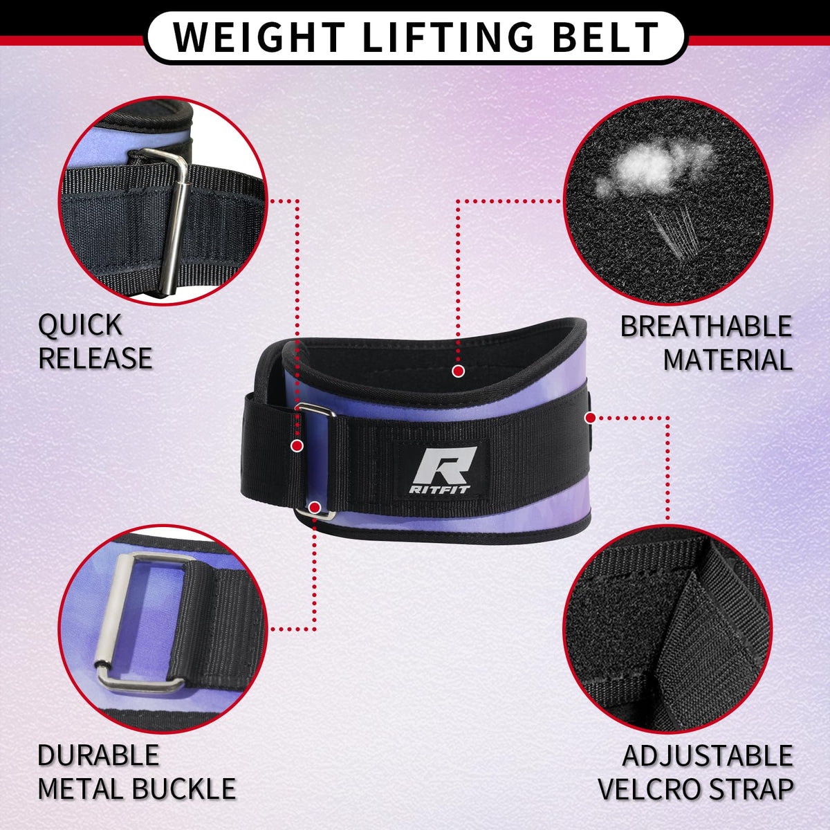 RitFit Weight Lifting Belt - Great for Squats, Lunges, Deadlift, Thrusters - Men and Women - 6 Inch Black/Camouflage