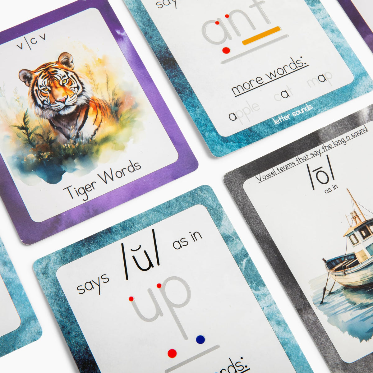 Phonics & Vowel Teams Flashcards with Magic Pens – 180 Reusable Sound Cards with Grooves for Spelling & Reading – Multisensory Learning Tool, Homeschool & Classrooms