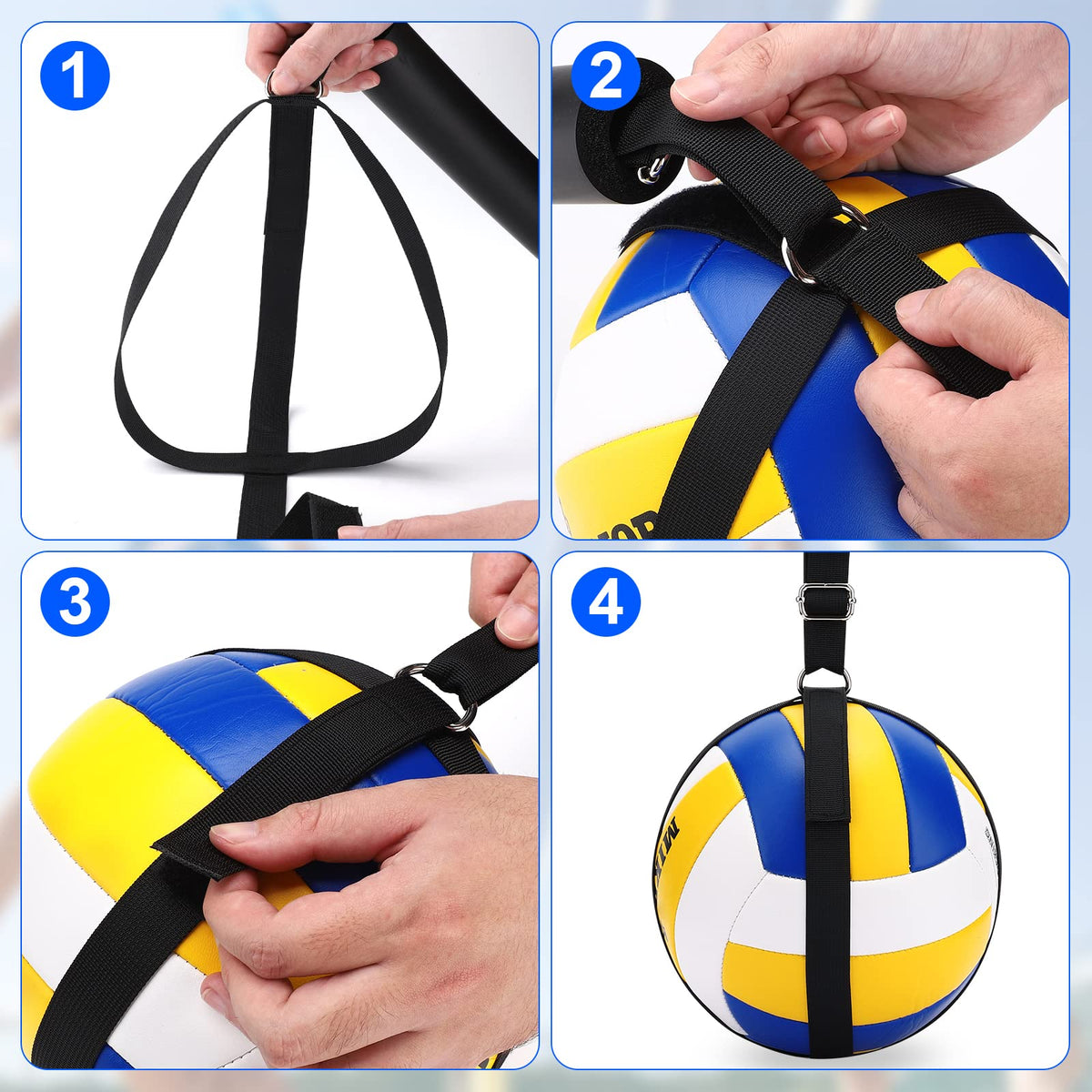TOBWOLF Volleyball Spike Trainer, Volleyball Spike Training System for Basketball Hoop, Volleyball Equipment Training Aid Improves Serving, Jumping, Arm Swing Mechanics and Spiking Power