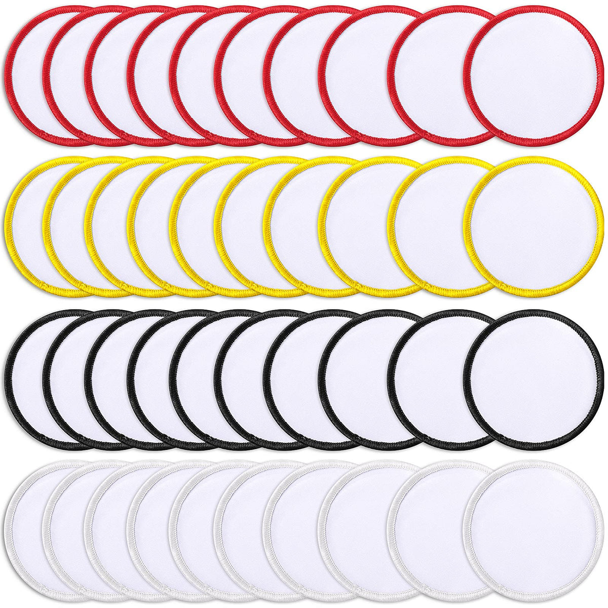40 Pieces Iron on Round Sublimation Patch Blank Fabric Circle White Patch Circle White Patches Heat Transfer Repair Blank Patches for Clothes, Hats, Uniforms, Backpacks, Shoes