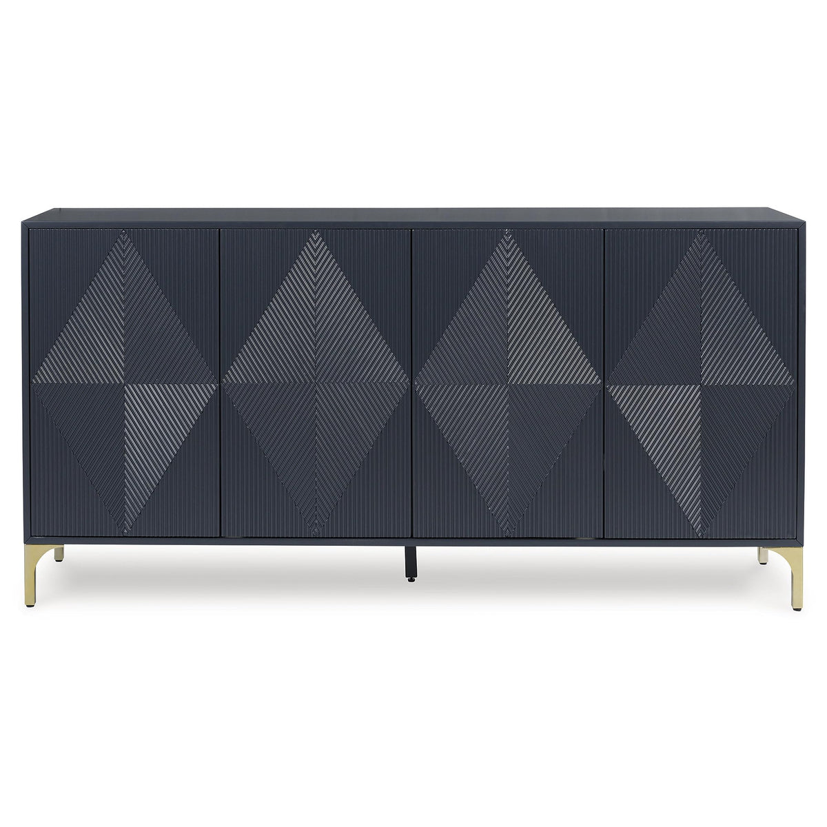 Signature Design by Ashley Loirwick Contemporary Accent Cabinet with Shelf and Geometric Pattern, Blue