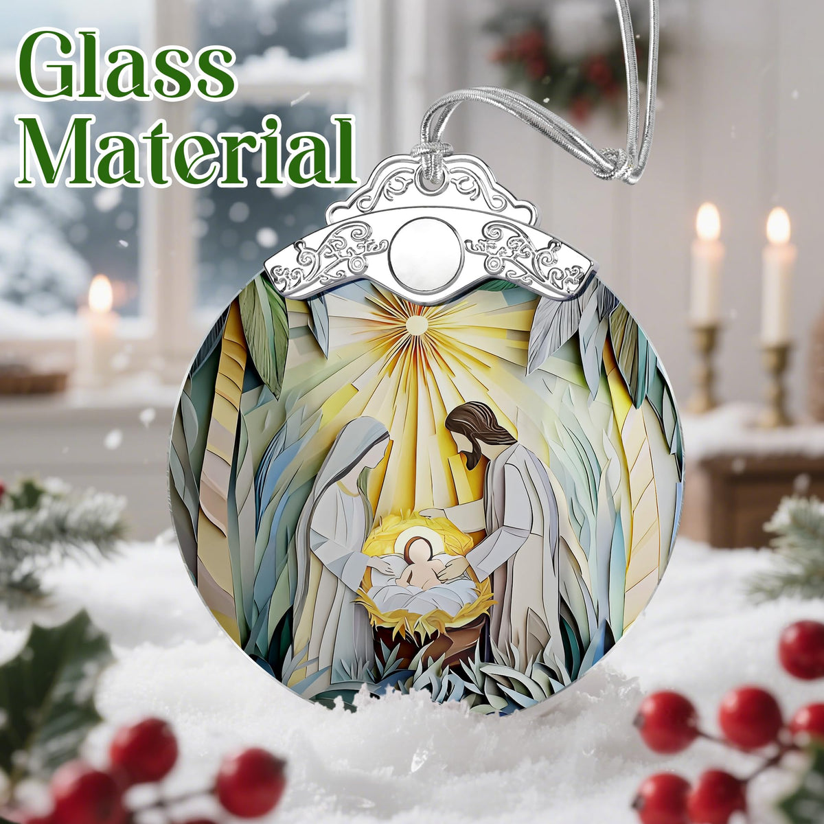 Nativity Scene Christmas Ornament, Jesus Birth Christmas Ornament, Holy Family Decoration, Religious Decor, Christian Holiday Decor, Christian Gifts, Religious Gifts, Gift Exchange, Gift Idea