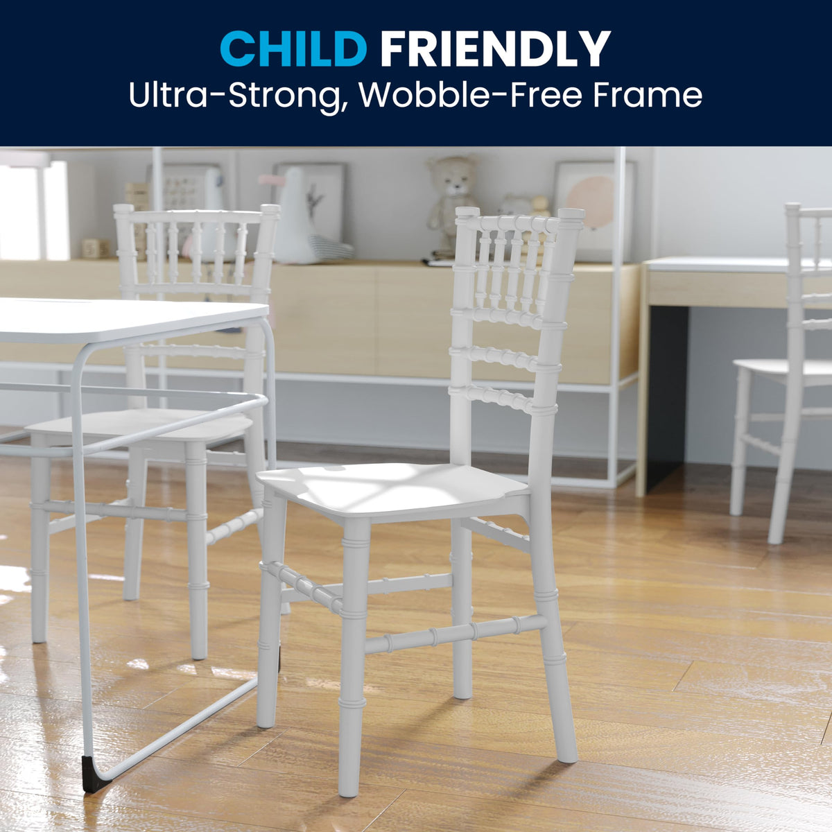 Flash Furniture Hercules Series Children's Resin Event Chairs, Commercial/Residential All Occasion Chairs for Kids, 330 lb. Static Weight Capacity, Set of 10, White