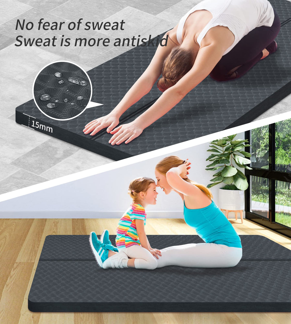 nuveti Large Exercise Mat - 15mm/20mm/30mm Thick Yoga Mat | Workout Mat for Fitness, Yoga, Pilates, Stretching & Floor Exercises for Women & Men with Free Carrying Bag