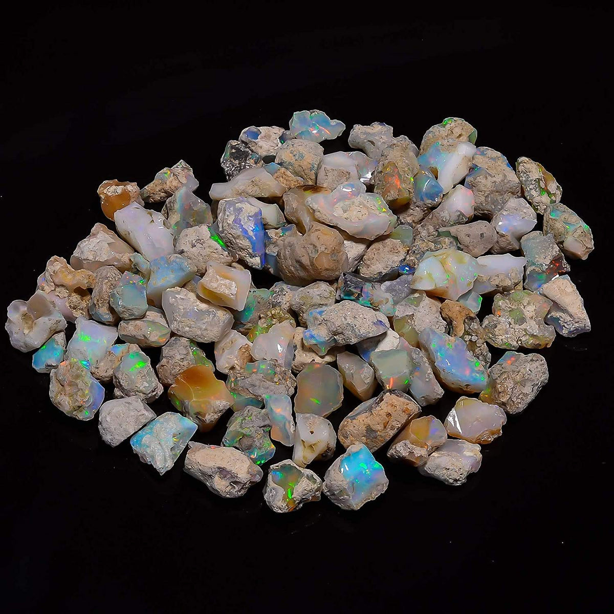 GEMKORA 30 cts, 5-6pcs, Ethiopian Raw Opal Gemstone Rough Crystals Natural Healing Rock Gift, Jewelry Making Supply, Art-Crafts-DIY Stone, A+ Grade [15-20 mm]