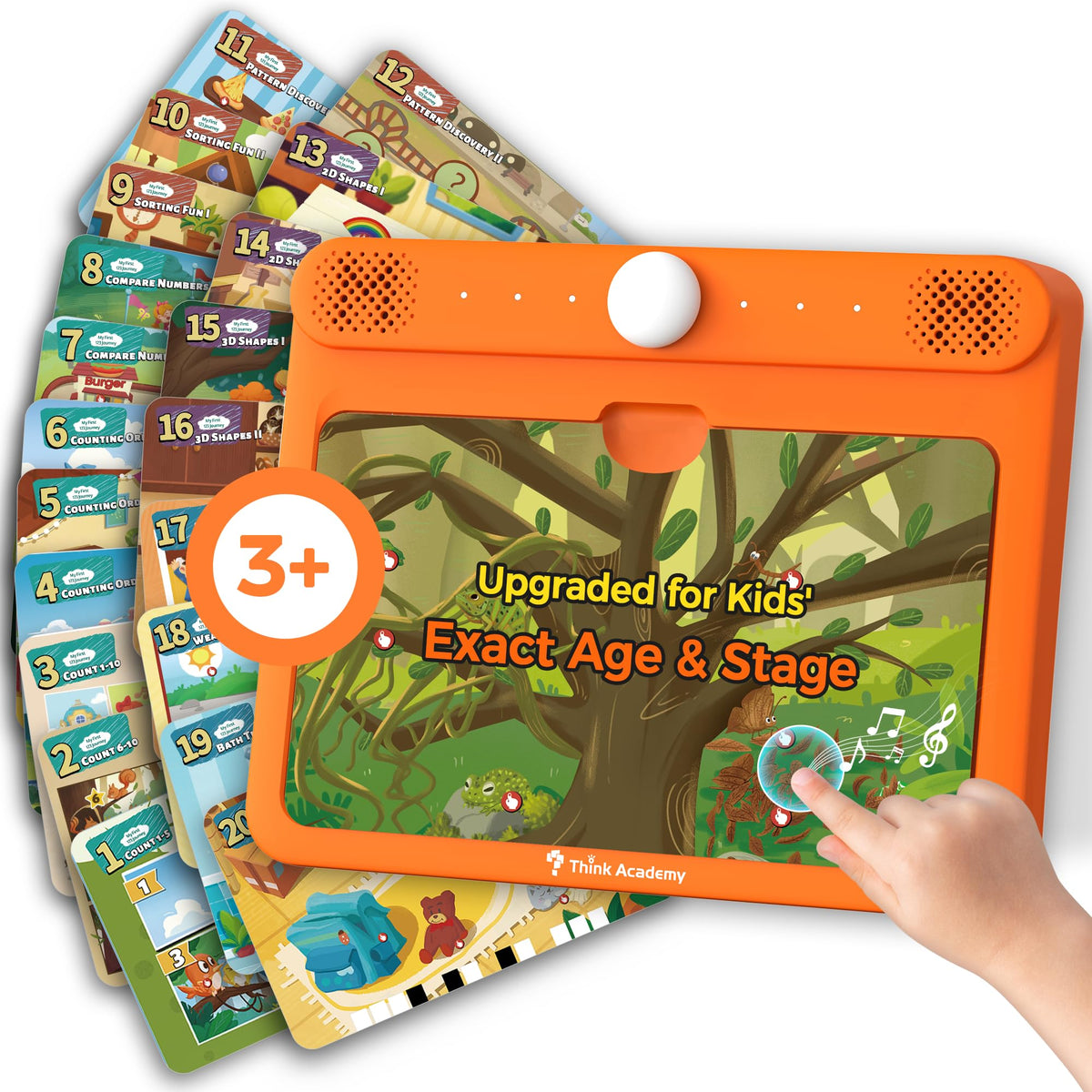 Think Academy Learning Pad for 3+, Age-Optimized Screen-Free Educational Learning Tablet, Learn to Read Phonics Flash Cards with Alphabet, Words, Numbers, Music, Preschool Learning Activities for Kids