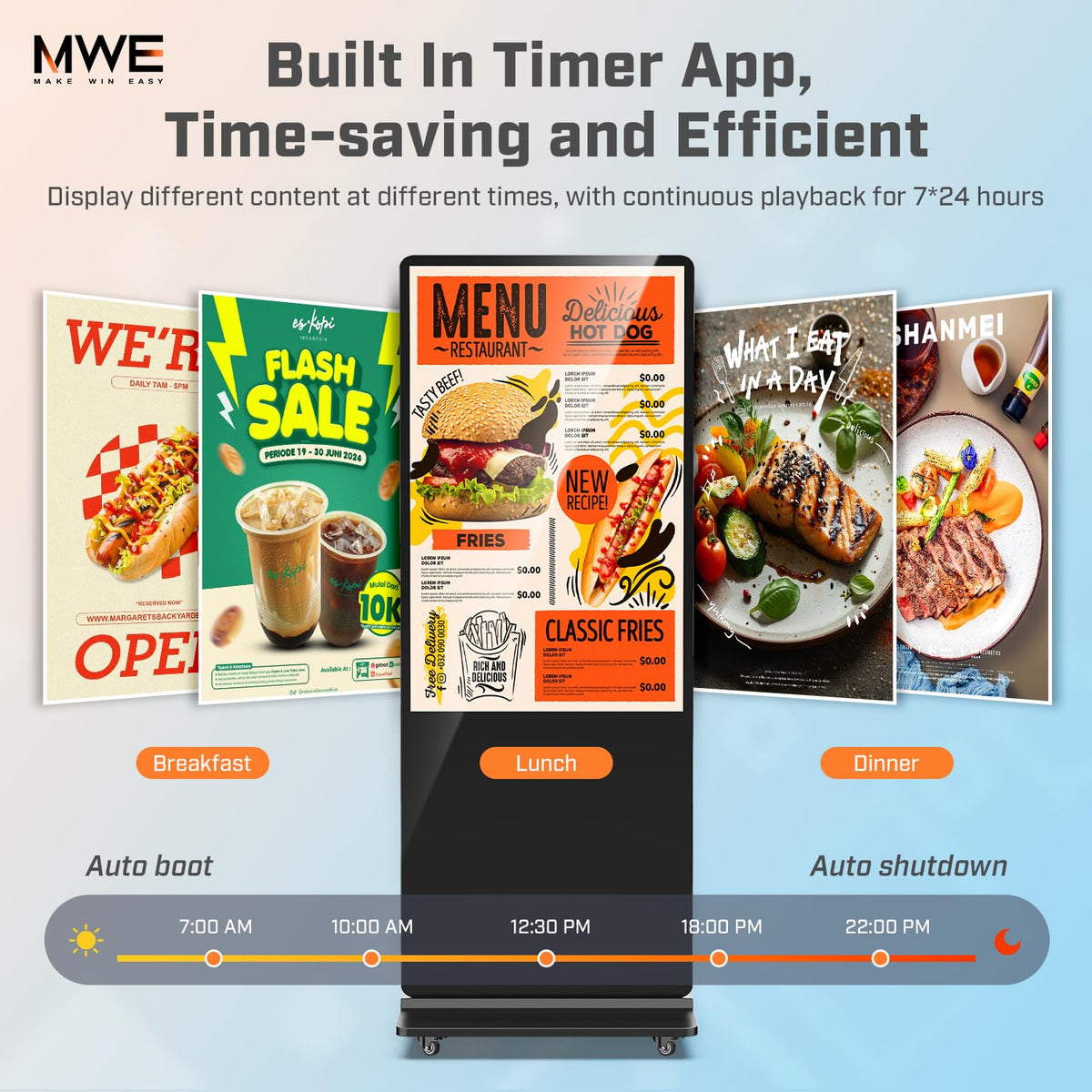 MWE 65 Inch 4K Touchscreen Kiosk, Indoor Floor Standing Digital Signage Displays, Advertising Display LCD Kiosk, Interactive Display Poster Android System with Auto Media Player, HDMI/USB/WIFI