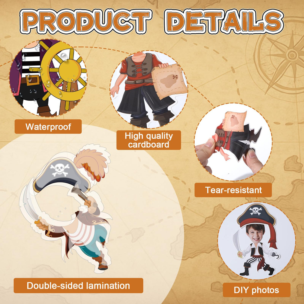 60pcs Pirate Cutouts Pirate Treasure Theme Bulletin Board Decorations Skull Hat Paper Cut-Outs Nautical Adventure Classroom Decor for Boy Girl DIY Craft Photo Kindergarten Preschool Wall Door Supplies