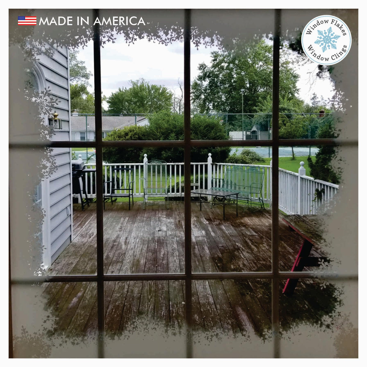 39" Christmas Window Cling Decal Window Sticker, Fluffy Snow Window Border Christmas Decoration, Home Decor, Reusable, Non-Adhesive, Holiday Window Stickers for Windows and Doors. Made in America.