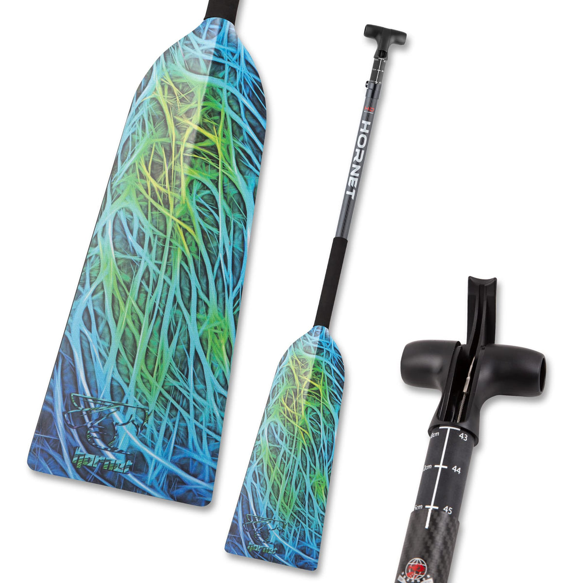 Hornet Watersports Dragon Boat Paddle - Dragon Heart - Adjustable Carbon Fiber Dragon Boat Paddle - IDBF Approved - Dragon Boat Accessories (Leverlock Adjustable)