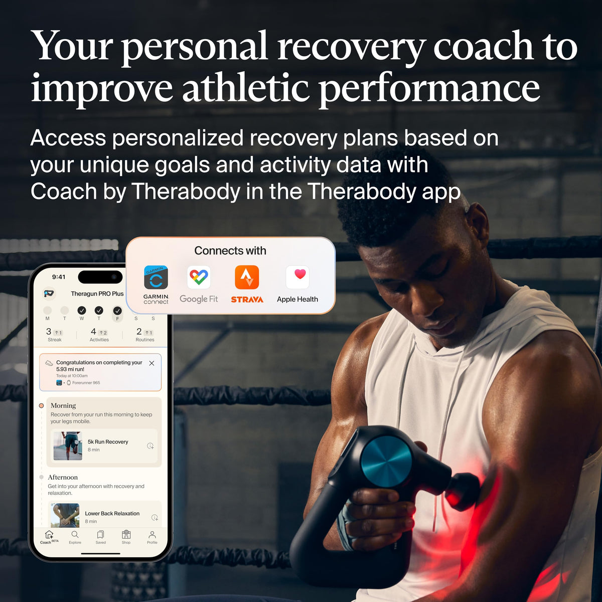 Therabody Theragun PRO Plus - 6-in-1 Deep Tissue Percussion Massage Gun, Handheld Personal Massager for Full Body Pain Relief & Muscle Tension with Biometric Breathwork, Vibration & Heated Attachments