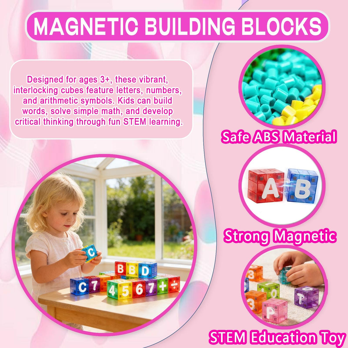 FSOUEHY Magnetic Letters and Numbers for Kids - 40 Piece Educational Alphabet Magnets Set with Premium Tin Case, Perfect for Toddlers Ages 3-8 Learning Spelling Reading Math on Fridge, Preschool Gift